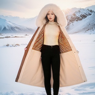 冬季新款高端羽绒服加长款狐狸毛领90白鹅绒内胆女派克服加厚外套