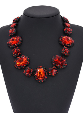 新款欧美大牌项饰奢华水晶夸张锁骨链跨境饰品项链吊坠轻奢