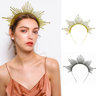 欧美圣母光环发箍皇冠头饰女神时尚走秀头箍配饰旅游派对发箍新款