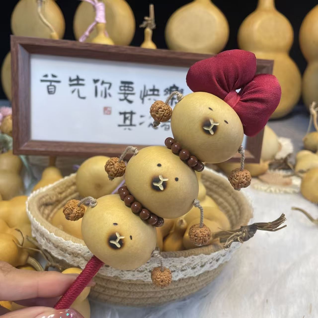 葫芦节同款糖葫芦天然葫芦拨浪鼓可爱挂件文玩糖葫芦纯手工糖葫芦