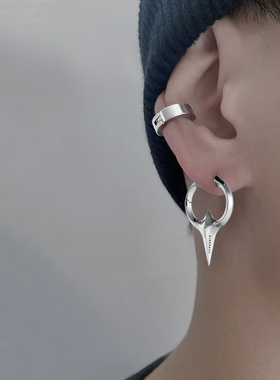 耳钉2025新款潮高级感单只925纯银针耳环男痞帅个性潮流男款耳坠