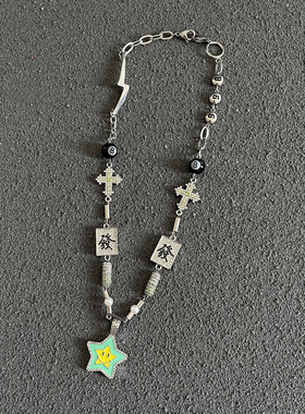 PSYP正确版镶钻项链嘻哈笑脸