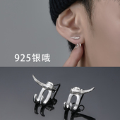 s925银耳钉男个性 潮 简约冷淡嘻哈2025年新款 男士 耳环潮流单只男款