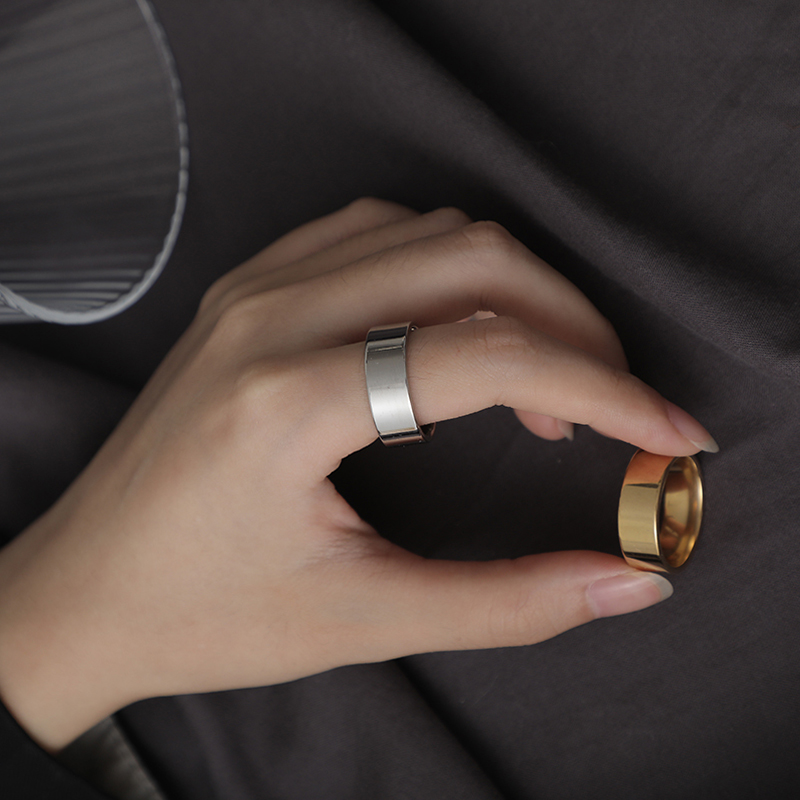 钛钢光面戒指不掉色素圈冷淡风