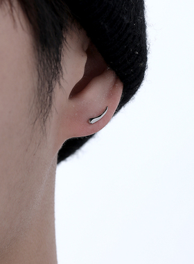 925纯银耳钉男潮ins风小众耳饰个性冷淡风高级感特别设计痞帅耳饰