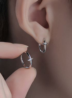 耳环男潮耳钉高级感纯银小众ins痞帅潮流个性情侣款单只原创设计