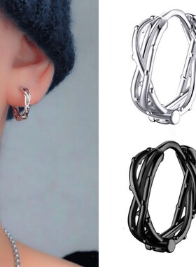 耳环男925纯银2024年新款单只个性ins风耳饰女潮流男款痞帅耳钉