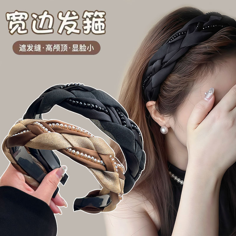 宽边发箍女高级感水晶压发头箍