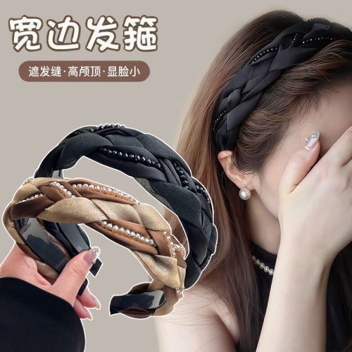 宽边发箍女高级感水晶压发头箍
