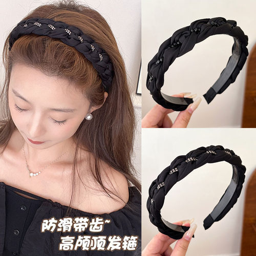 宽边带齿发高颅顶气质水钻发箍