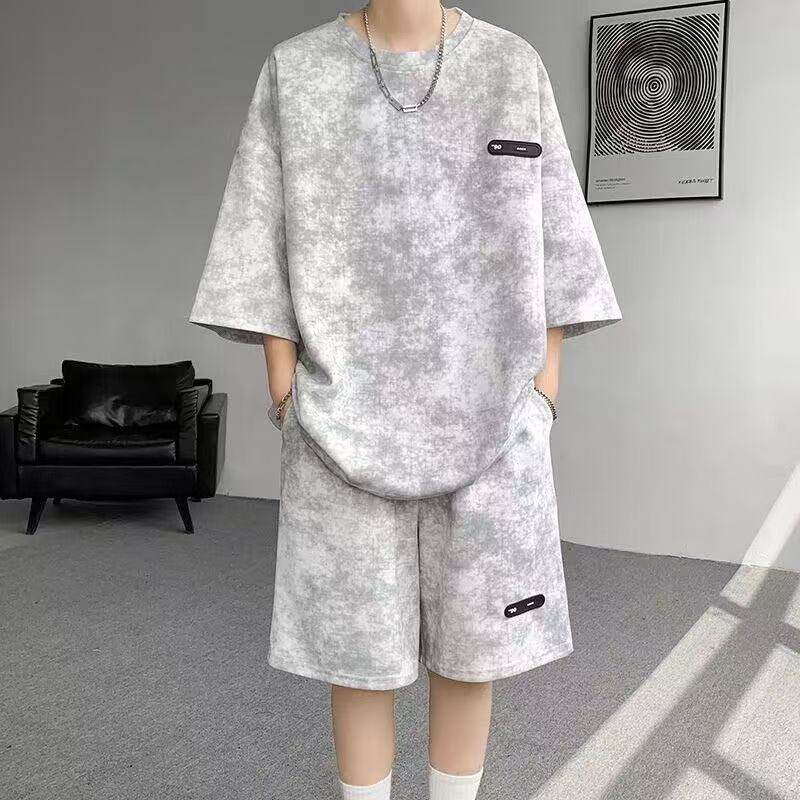 苏鹏服饰扎染冰丝套装男