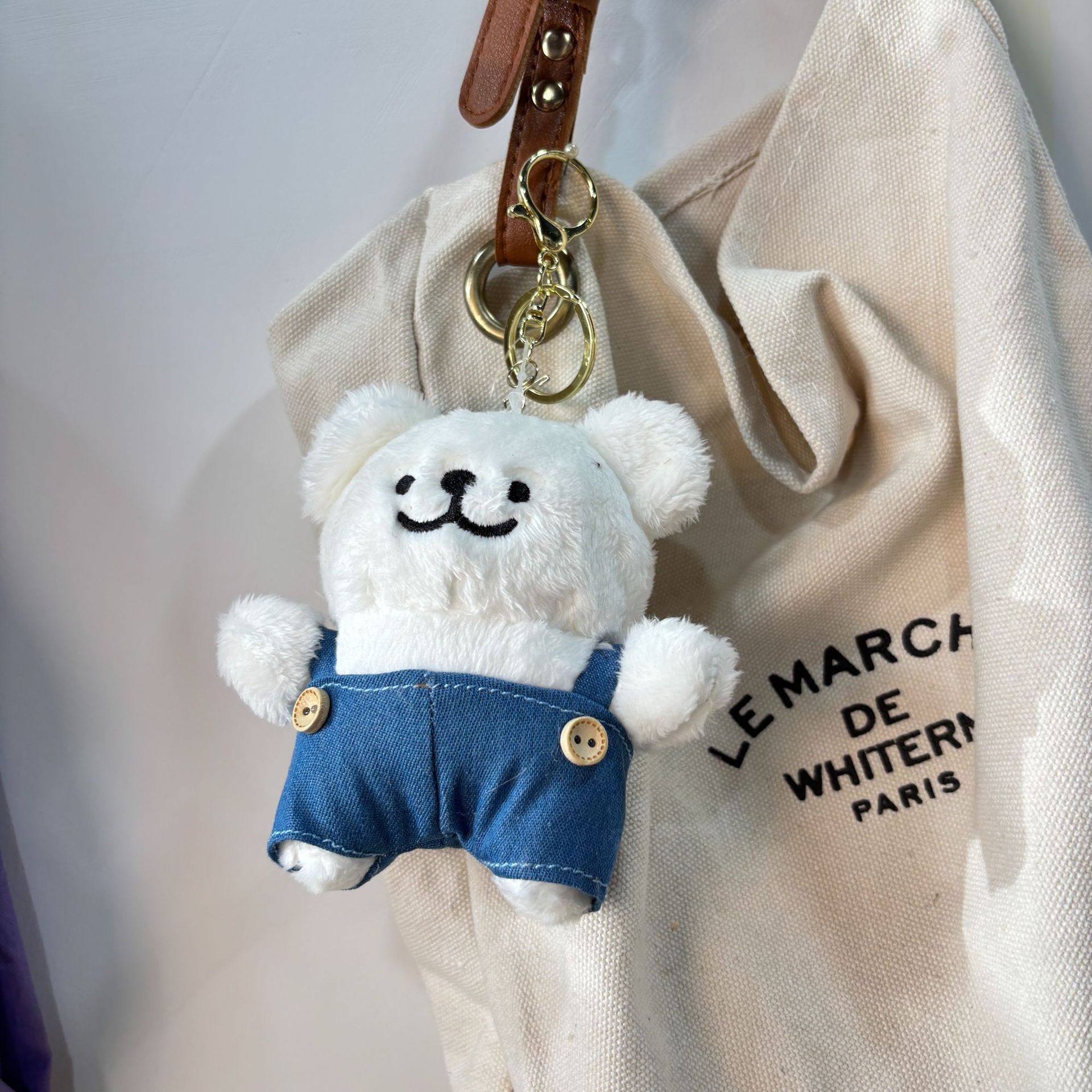 韩国高颜值毛绒线条小狗挂件背带裤小狗公仔包包挂饰钥匙扣礼物女