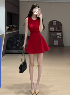 175高个子加长版女生连衣裙短款2025新款夏无袖气质收腰吊带短裙