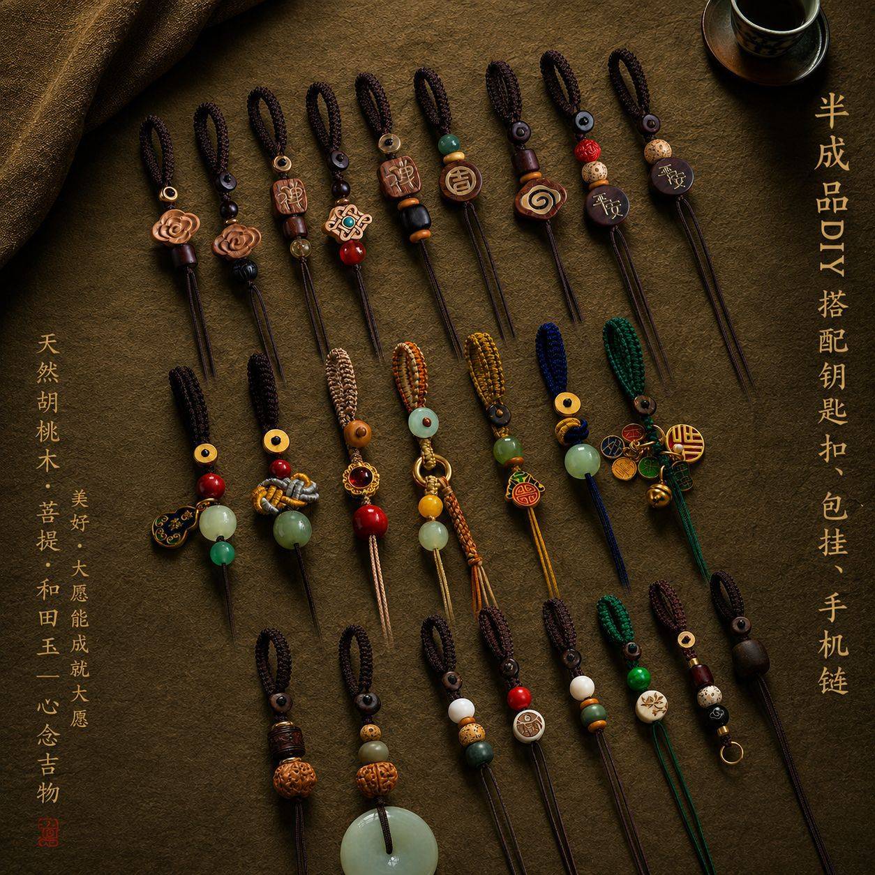 半成品DIY藏式挂绳手工编织绳钥匙扣挂绳文玩手机链半成品包挂