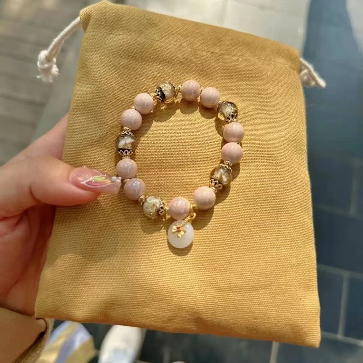 【北京雍款】京寺庙同款珠光粉瓷金沙琉璃多巴胺显白手链手串饰品,饰品/流行首饰/时尚饰品新,手饰/手串,淘宝优惠券,粉丝福利购,淘宝优惠卷