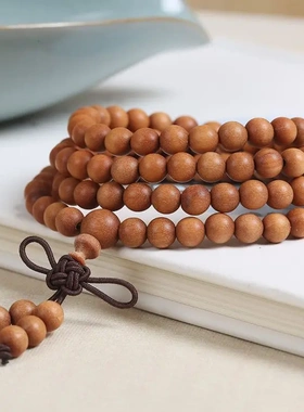 老料绿檀木颗佛珠手串女森系学生