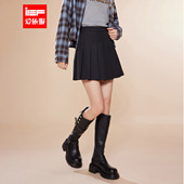 IEF 简约纯色通勤风百搭显瘦百褶裙 韩版 爱依服半身裙2025秋季 新款