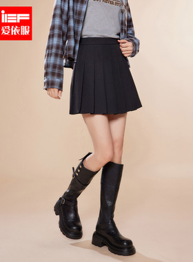 IEF/爱依服半身裙2025秋季新款韩版简约纯色通勤风百搭显瘦百褶裙