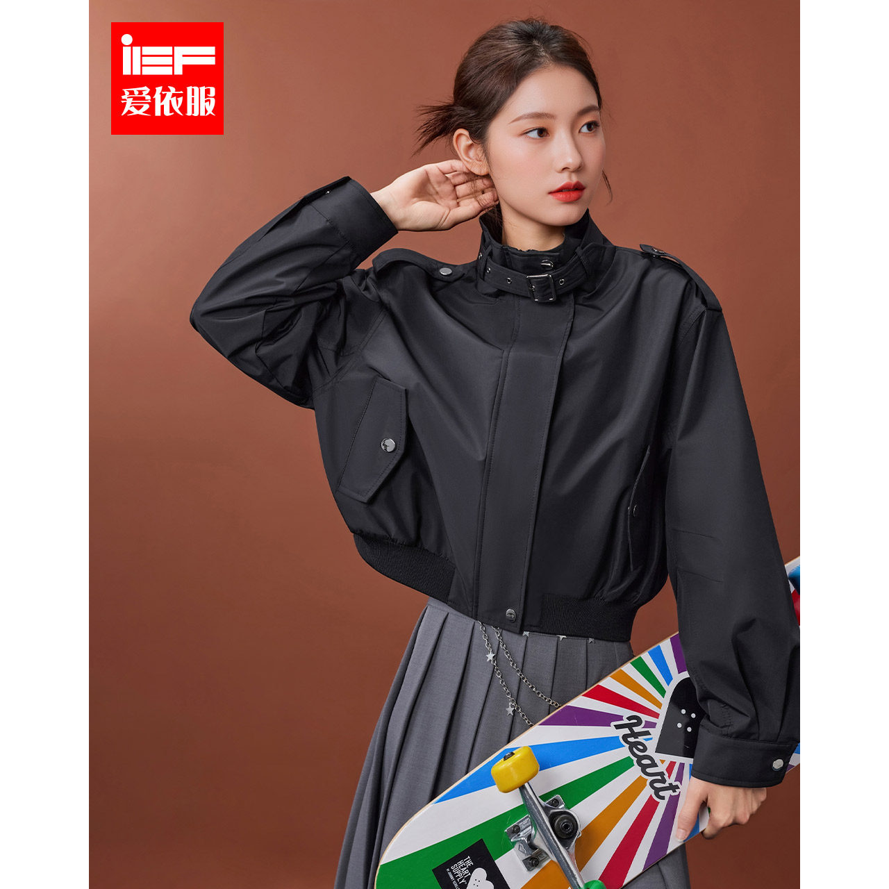 IEF/爱依服2025秋季新款美式时尚休闲潮酷风设计感通勤百搭外套,女装/女士精品,短外套,淘宝优惠券,粉丝福利购,淘宝优惠卷