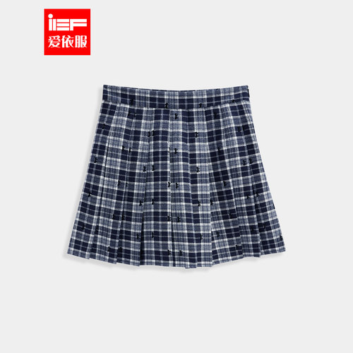 IEF/爱依服2025秋季新款百搭时尚通勤甜美学院风蝴蝶结刺绣摆裙