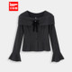 IEF 纯欲风上衣 气质小女人通勤百搭喇叭袖 爱依服2025秋冬新款 法式