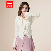 韩版 IEF 爱依服2025秋冬新款 温柔淑女气质通勤百搭设计感蕾丝上衣