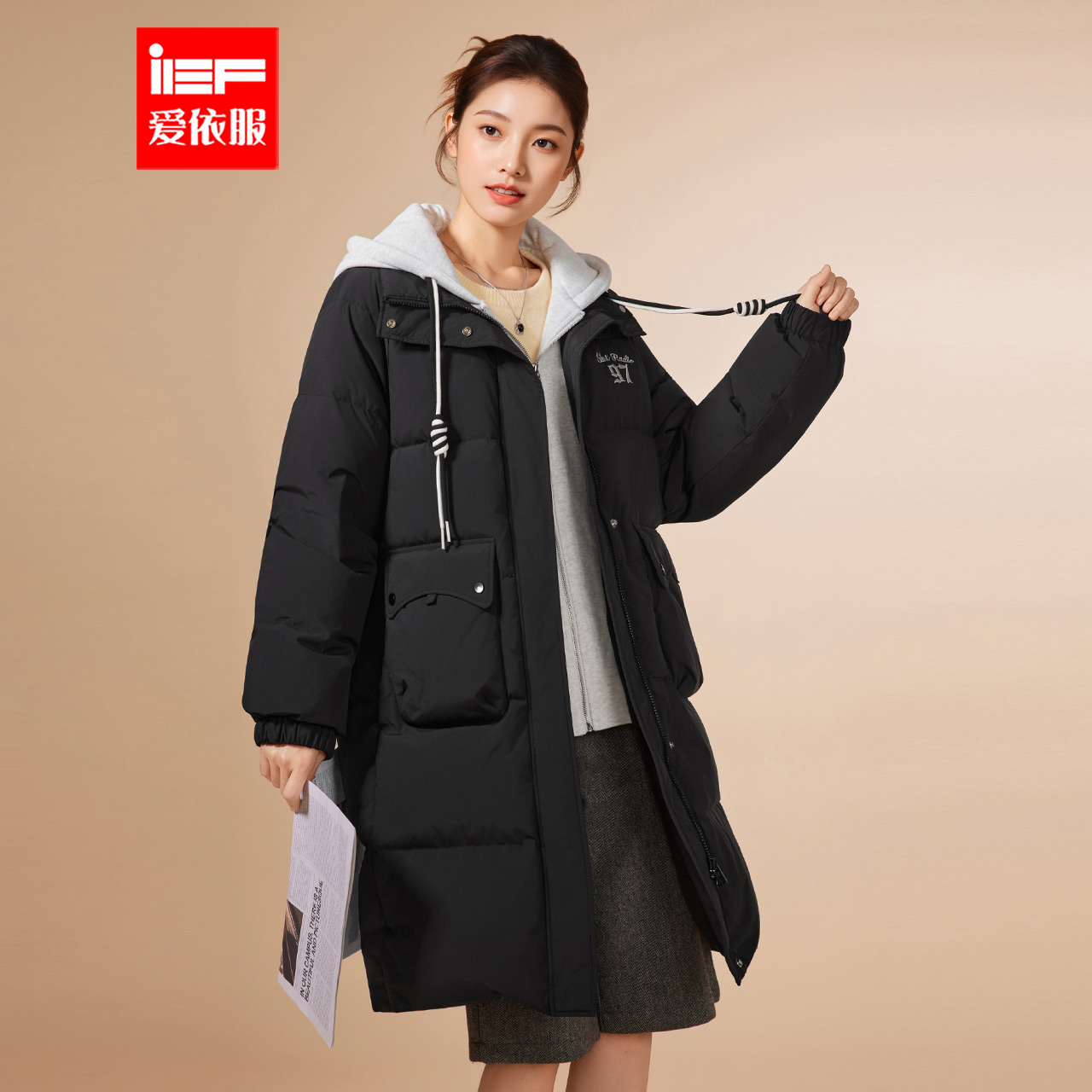 IEF/爱依服2025冬季新款韩版时尚休闲通勤百搭保暖羽绒中长外套