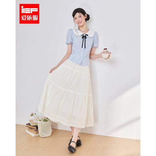 IEF/爱依服2026夏季新款温柔甜美娃娃领上衣半身裙显瘦学院风套装
