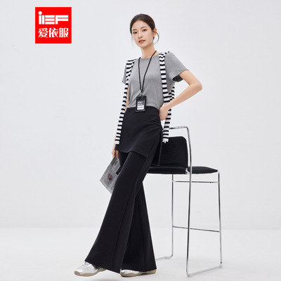 IEF/爱依服裤子2026春夏新款韩版时尚通勤气质设计感显瘦喇叭裤