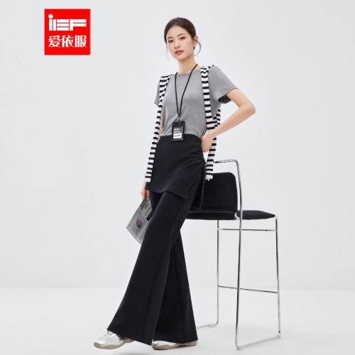 IEF/爱依服裤子2026春夏新款韩版时尚通勤气质设计感显瘦喇叭裤