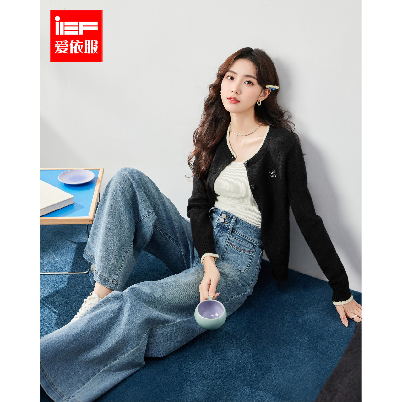 IEF/爱依服【DNA系列】2025秋冬新款韩版温柔通勤风百搭毛织外套