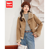 爱依服2025冬季 新款 韩版 IEF 时尚 休闲通勤气质加绒保暖磨砂皮外套