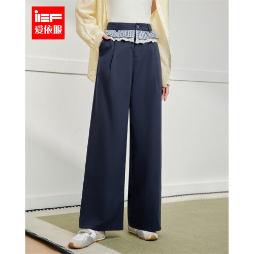 IEF/爱依服裤子2026夏季新款美式时尚休闲甜美风设计感百搭阔腿裤