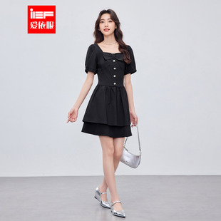 法式 新款 成熟优雅气质收腰显瘦通勤连衣裙 爱依服裙子2026夏季 IEF