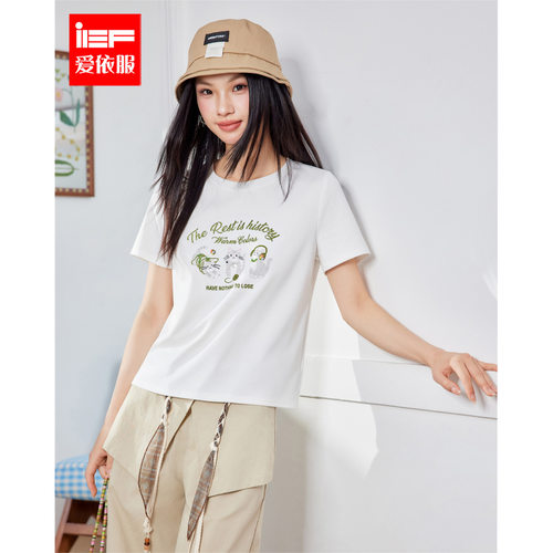 IEF/爱依服2026夏季新款短袖T恤女卡通印花时尚休闲百搭显瘦上衣