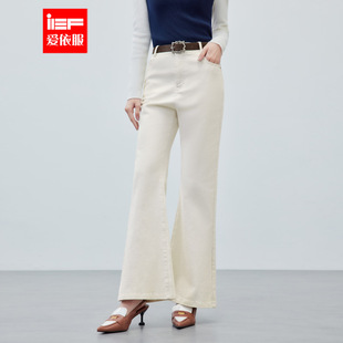 IEF/爱依服裤子2025秋冬新款韩系简约休闲通勤气质加薄绒喇叭裤