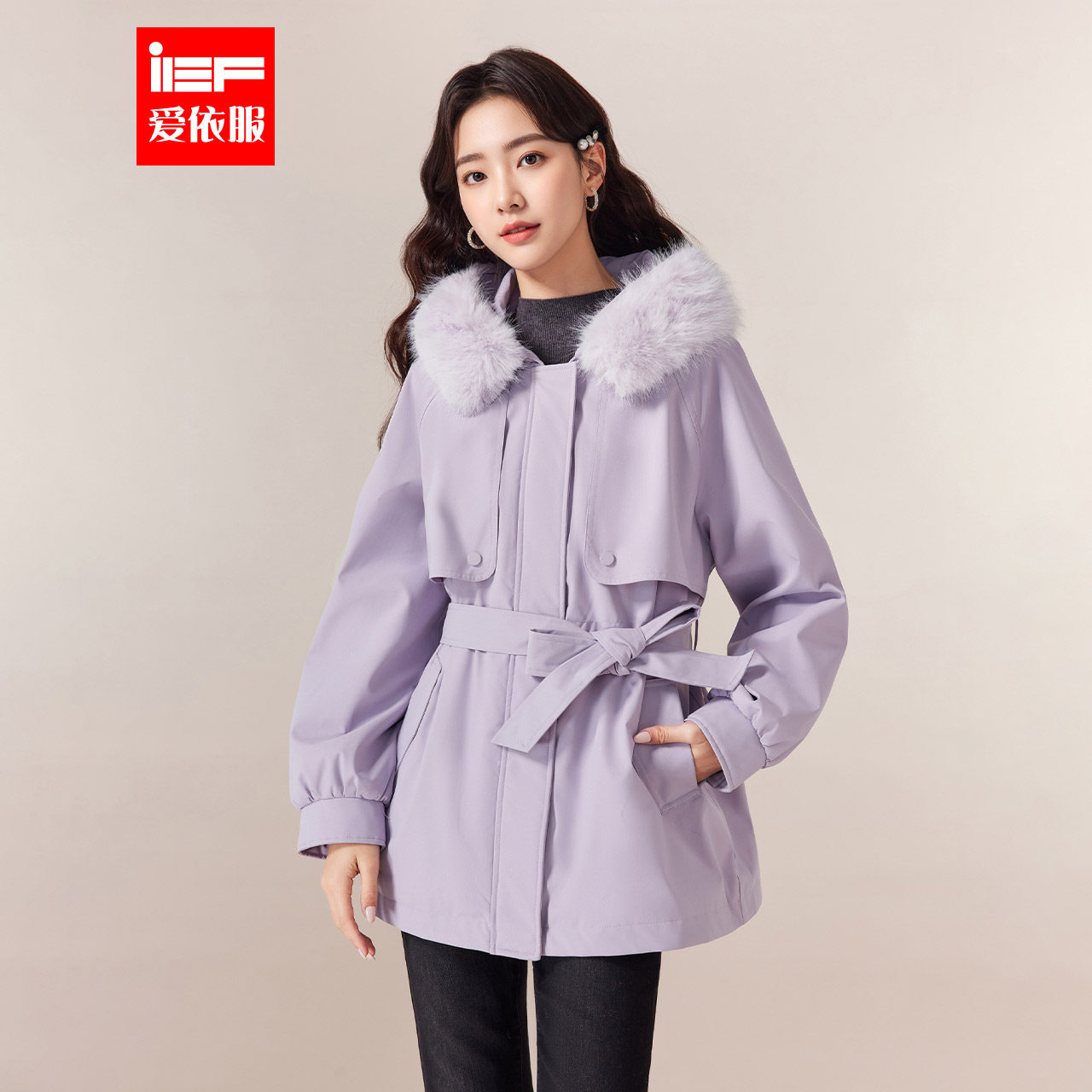IEF/爱依服2025冬季新款美式简约休闲运动风加绒加厚保暖工装外套,女装/女士精品,短外套,淘宝优惠券,粉丝福利购,淘宝优惠卷