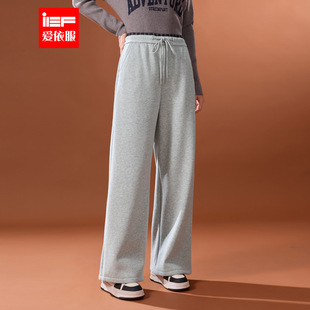 简约休闲运动风加绒保暖百搭阔腿裤 IEF 韩版 新款 爱依服2025冬季