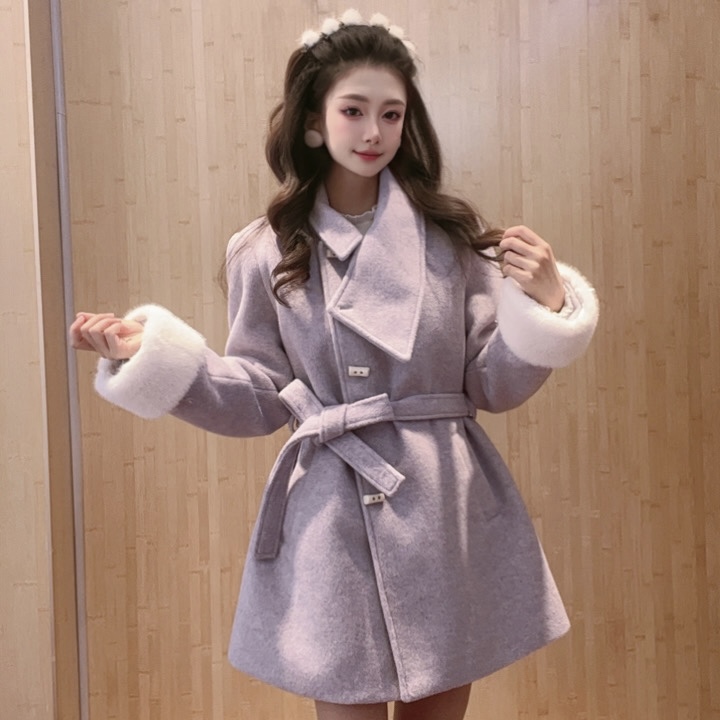 IEF/爱依服2025新款冬季时尚呢绒加厚中长款外套