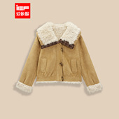 爱依服2025冬季 新款 韩版 IEF 时尚 复古休闲通勤百搭翻领磨砂皮外套