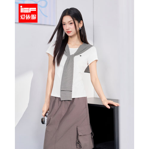 IEF/爱依服2026年夏季韩系百搭休闲短袖T恤女巨好看的上衣不撞款