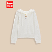 韩版 IEF 爱依服2025秋冬新款 温柔休闲风麻花辫设计毛织卫衣上衣