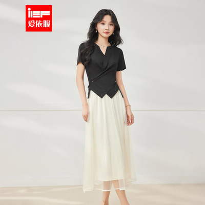 IEF/爱依服时尚套装2025夏季新款韩版温柔小女人气质通勤上下套裙