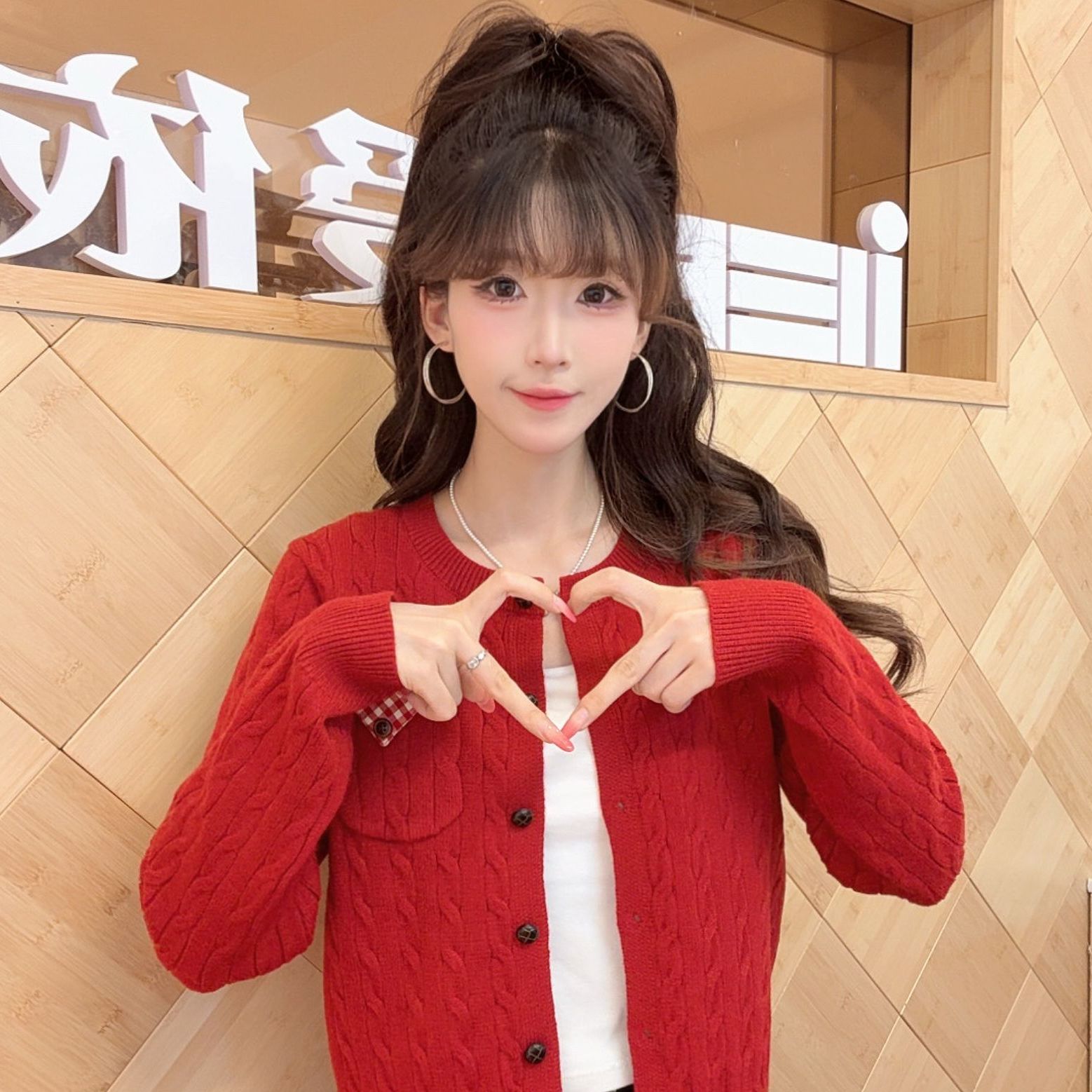 IEF/爱依服2026新款秋季毛织外套韩系麻花纹短款上衣