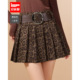 爱依服2025年秋季 新款 时尚 IEF 高街豹纹半身裙女短款 百褶裙子ins
