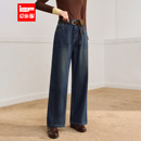 爱依服2025新款 显瘦加绒加厚保暖长裤 冬季 女时尚 子 牛仔阔腿裤 IEF