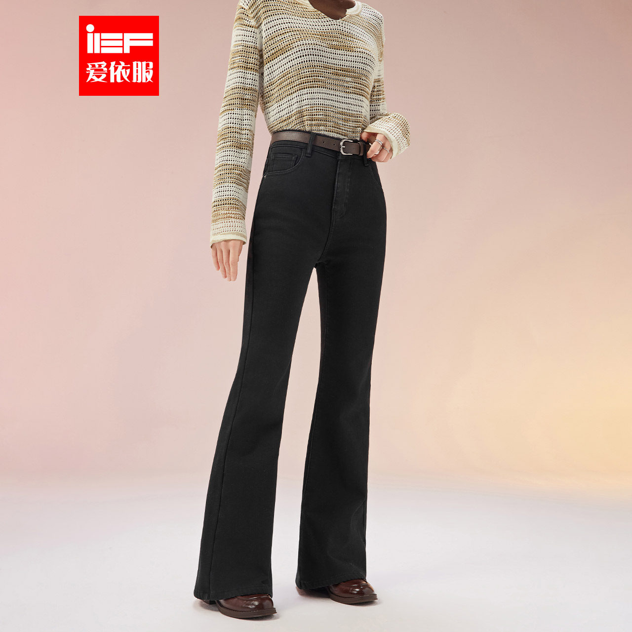 IEF/爱依服2025新款冬季时尚气质修身不紧身显瘦牛仔喇叭裤,女装/女士精品,牛仔裤,淘宝优惠券,粉丝福利购,淘宝优惠卷