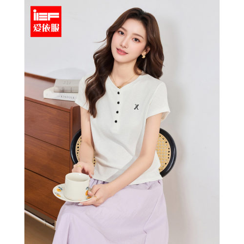 IEF/爱依服2026夏季新款休闲风短袖T恤女韩系时尚修身百搭显瘦