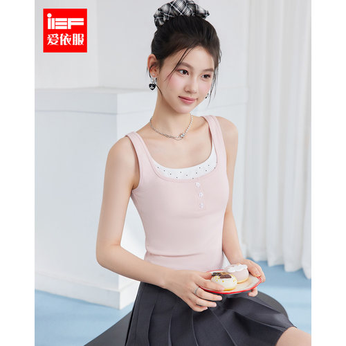 IEF/爱依服2026夏季新款假两件波点拼接背心外穿修身显瘦吊带上衣