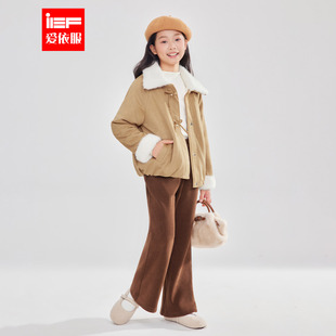 MINIIEF【爱依服童装】2025冬季新款韩版女童百搭加绒磨砂皮外套